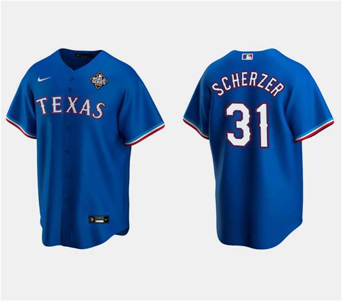 Men's Texas Rangers #31 Max Scherzer Royal 2023 World Series Stitched Baseball Jersey Dzhi,We sell and wholesale Men's Texas Rangers #31 Max Scherzer Royal 2023 World Series Stitched Baseball Jersey Dzhi on line form chian!